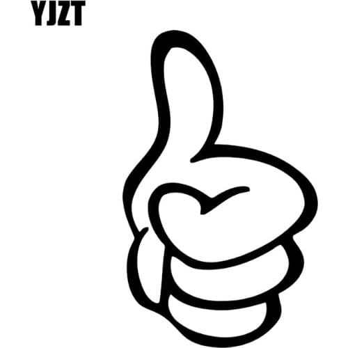 YJZT 7.8X12.6CM Thumb Up Vinyl Car Sticker Jdm Decal Lovely Cartoon Decor Black/Silver C26-0124