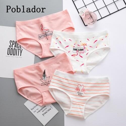 Womens Panties Cartoon Panties For Women Cotton Underwear Women 3pcs/set Brief Cute Womens Underwear Flamingo Panties Woman