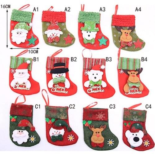1PC 2020 Christmas Stockings Hanging Christmas Tree Decoration Ornaments New Year Candy Bag Gifts Socks Stocking Xmas Ornament