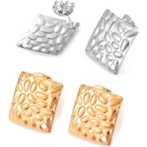 10pcs/lot Stainless Steel Gold Ear Posts Square Geometric Earring Studs Hypoallergenic Gold Ear Finding Supplies
