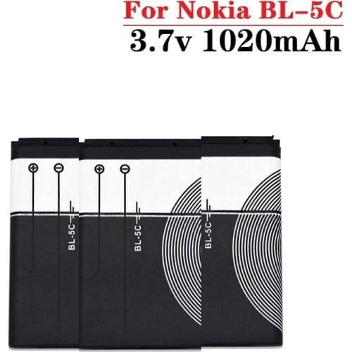 3Pcs 3.7V 1020mAh Lithium Li-Po Battery BL-5C BL 5C For Nokia 6267 6270 6330 6555 6600 6620 6630 1100 1101 1110 1112 1208 1600