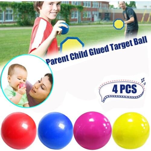 4PCS Kids Toys Stick Wall Ball Stress Relief Toys Sticky Squash Ball Decompression Toy Sticky Target Ball Catch Throw Ball