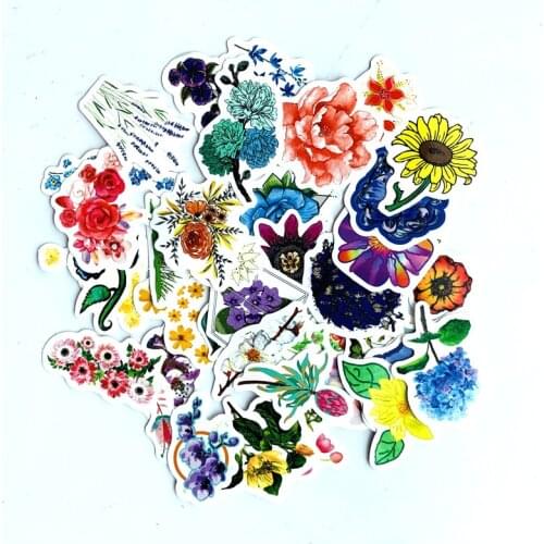 42Pcs 2-3CM Hand Account Colors Flower Stickers For Suitcase Skateboard Laptop Luggage Fridge Phone DIY Decal Sticker