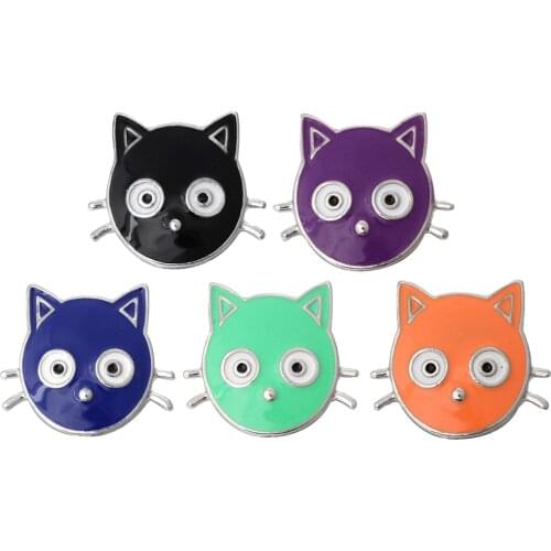 5pcs/lot New Snap Jewelry Cute Cat 18mm Metal Snap Buttons Fit Snap Bracelet Bangle For Women Jewelry