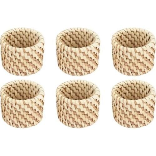 6 Pcs Woven Napkin Rings,Handmade Rattan Napkin Rings,Napkin Buckle Holder Handicraft Wedding Decor Ring for Party Decor