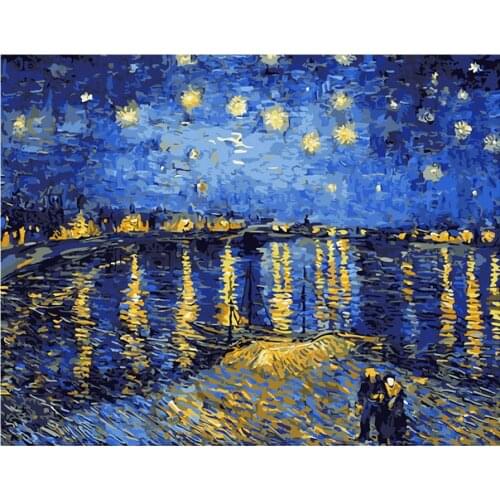 Diamond embroidery sale Christmas Birthday Unique Gift Van gogh starry sky of the rhone river diamond painting cross-stitch gift