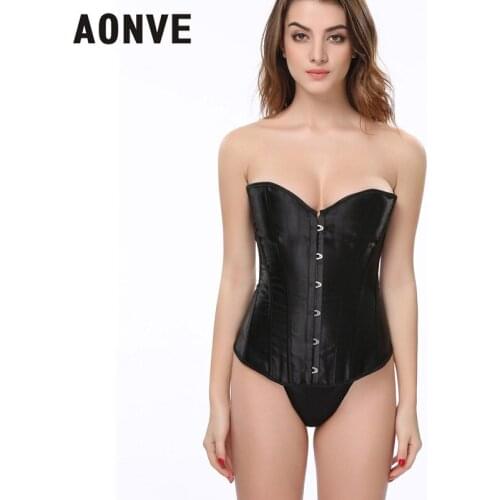 AONVE Steampunk Corset Sexy Gothic Corsets Waist Trainer Modeling Strap Lace up Body Shaper Shoulderless Wedding Korset Bustier