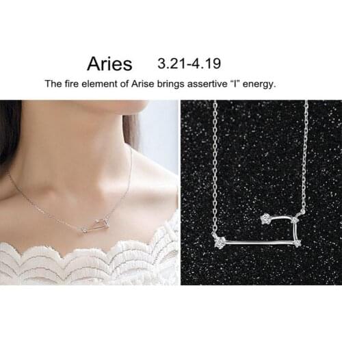 Shiny Rhinestone Women Horoscope Astrology Constellation Sign Guardian Necklace