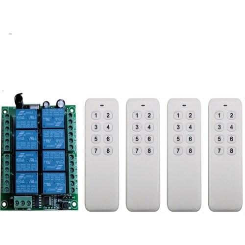 DC 12V 24V 8 CH Channels 8CH RF Wireless Remote Control Switch Remote Control System receiver transmitter 8CH Relay 315/433 MHz