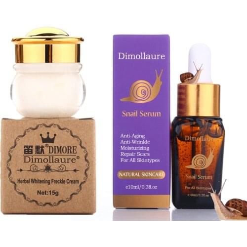 Dimollaure herbal whitening cream +Snail serum Moisturizers Freckle melasma speckle sunburn pigment Melanin Acne Spots face care