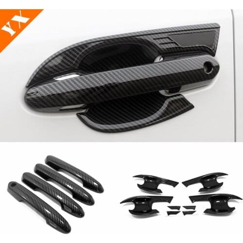 For Toyota RAV4 2019 2020 2021 ABS Carbon Car side Window Glass door handle bowl Decoration Accessories frame panel cover trim
