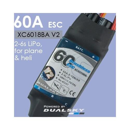 DUALSKY XC6018BA V2, ESC 60A, 2-6s LiPo, for plane & heli