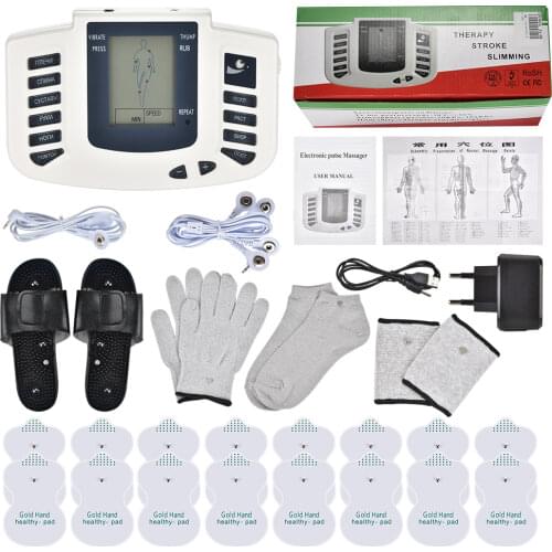 Electric Tens Muscle Stimulator Digital Muscle Therapy Full Body Massage Relax 16pads Pulse Ems Acupuncture Health Care Machine