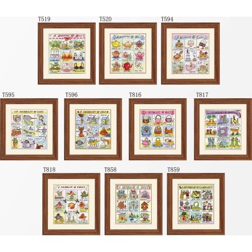 Fishxx Cross Stitch Kit T519-859 Cute Cartoon Nine-Square Puzzle Multiple Hand-Embroidered Paintings