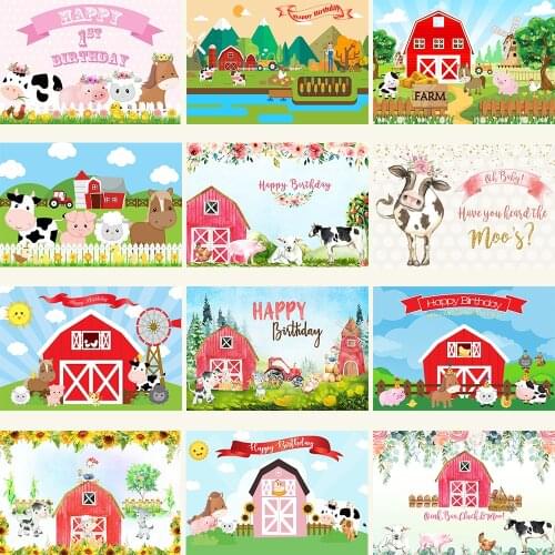 Farm Birthday Backdrop Child Red Barn Farm Animals Photography Background Newborn Babyshower Barnyard Birthday Party Decorations