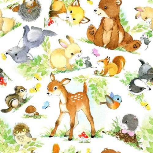 45*110cm Cotton Fabric Lovely Animal Printing Twill Quilting Fabric High Quality Breathable Cotton Sewing Material For Baby