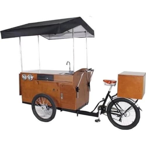 KN-T04D 2019 Outdoor Coffee Bike For Fast Food Tricycle With Stainless Steel Leather Roof