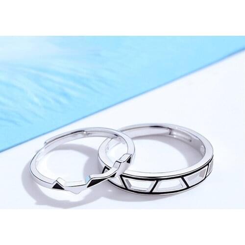 YIZIZAI Lovers Rings Geomety Pattern Ring For Women Men Engagement Jewelry Couple ringsParty Gift