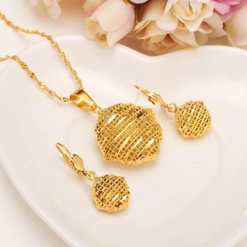 Fashion Necklace Earring Set Women Party Gift Fine Solid Gold FINISH Leaf Necklace Earrings Jewelry Sets FREE SHIPPING