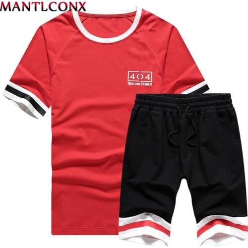 MANTLCONX New Summer Short Sets Men Casual Suits Sportswear Tracksuit Male Outwear Tracksuits Patchwork T Shirt +Shorts Men 2021