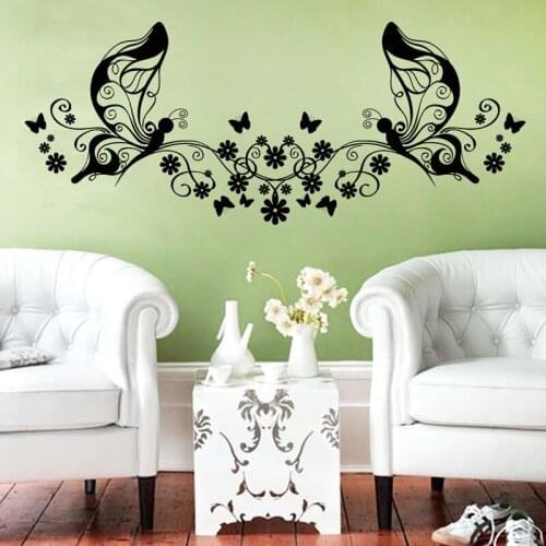 Creative Vinyl Flowers And Butterflies Wall Sticker Art Wall Decal Home Sticker Vinyl Mural Decor
