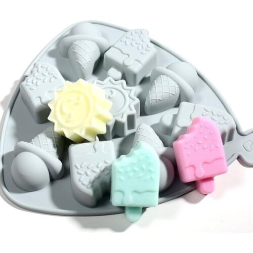 9-hole Summer Combination Themed Ice Cream Handmade Biscuit Cake Chocolate Handmade Soap Silicone Mold Soap Making Supplies