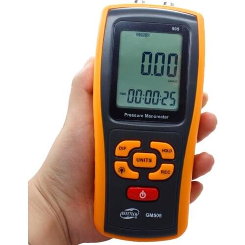 Portable pressure gauge with USB port differential pressure manometer pressure meter for laboratory GM505