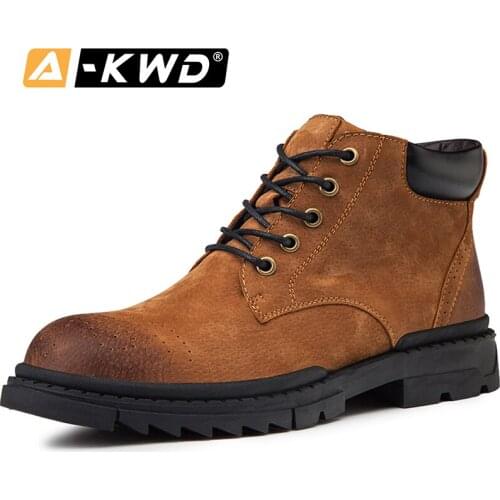 Fashion Man Winter Shoes High Tops Work Shoes Autumn Breathable Mens Boots Casual Pu Leather Sneakers Man Boots Black Work Boots