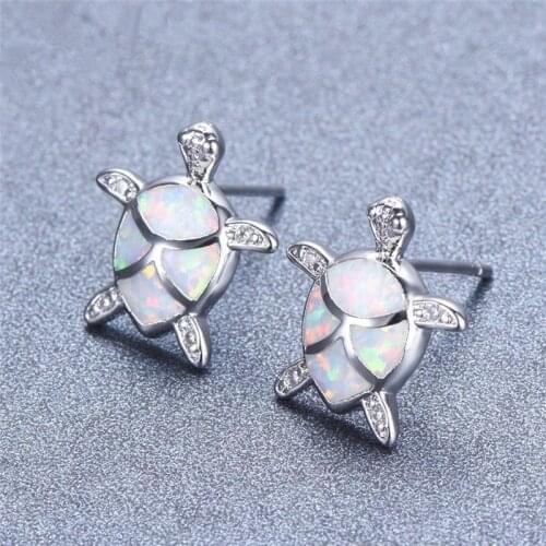 Trendy Turtle Blue Imitation Fire Opal Stud Earrings For Womens Accessories Fashion Women Earrings Statement Jewelry Gifts