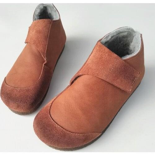 Mens Casual Shoes Snow Boots Slip on Wool Fur Ankle Boots 100% Genuine Leather Work Man Boots Flat Shoes