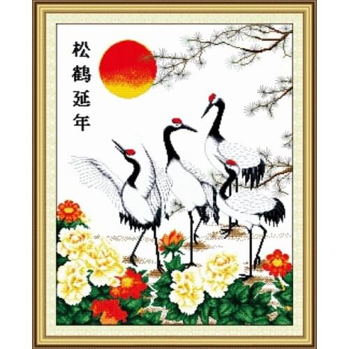 Cranes and pines stand for longevity(2) cross stitch kit Chinese count print DMC 18 14ct 11ct embroidery DIY handmade needlework
