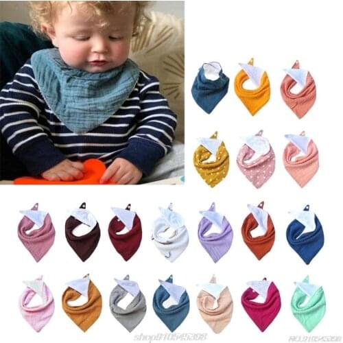 Baby Bibs Cotton Accessories Newborn 1pc Solid Color Snap Button Soft Triangle Towel Feeding Drool Bibs J02 21 Dropshipping