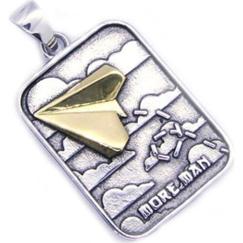 Rany&Roy Newest Golden Airplane Pendant 316L Stainless Steel Jewelry Biker Style Childhood Pendant
