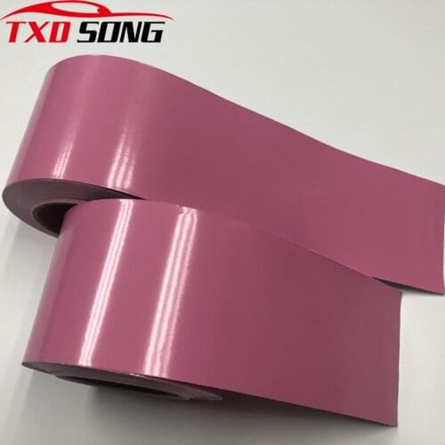 New Arrival 10cm Width Pink Gloss Car Vinyl Wrap Roll with Air Release Technology DIY Styling Sticker Wrapping