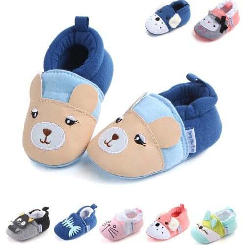 Toddler Shoes Newborn Baby Boys Girls Animal Crib Shoes Infant Cartoon Soft Sole Non-slip Cute Warm Animal Baby Shoes