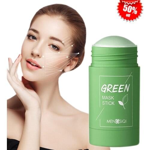 Green Tea Cleansing Mask Purifying Clay Stick Mask Oil Control Skin Cleansing Care Anti-Acne Eggplant Remove Blackhead Mud Mask