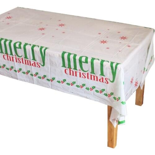 Disposable Plastic Table Cloth Table Cover Tablecloth Waterproof For Merry Christmas Decoration 180*108cm And Match Napkin