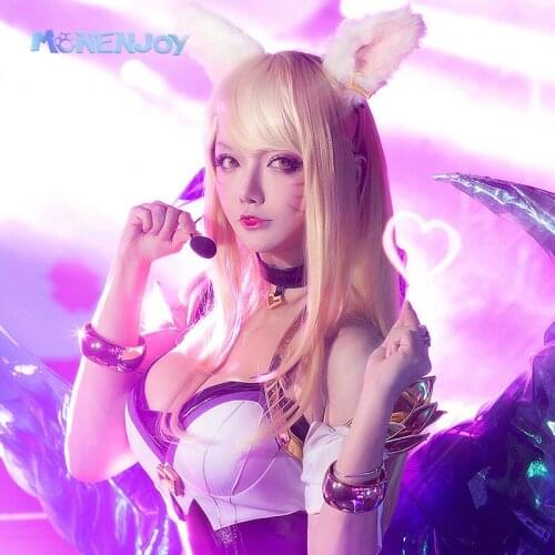 Monenjoy LOL KDA Ahri Cosplay Wig Game League of Legends K/DA Cos Hair