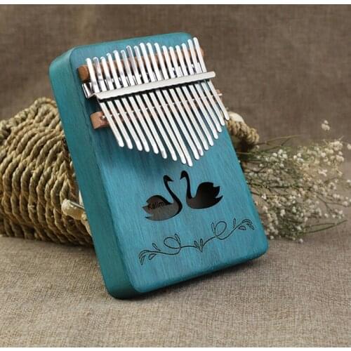 Kalimba 17 Keys Thumb Piano,Mahogany Portable Mbira Finger Piano 17-key Musical Instrument African Swan Finger Piano for Kids