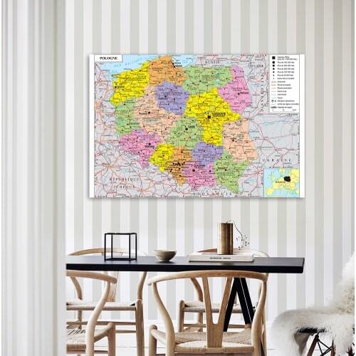 150*100cm The Poland Transportation Map(In French)Wall Poster Non-woven Canvas Painting Home Decoration School Supplies