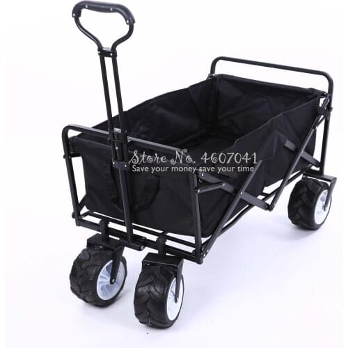 7inch Wheels Foldable Portable Stainless Steel+600D Oxford Cloth Four Wheels Pet Stroller Large Space Shopping Cart 90kg Beading