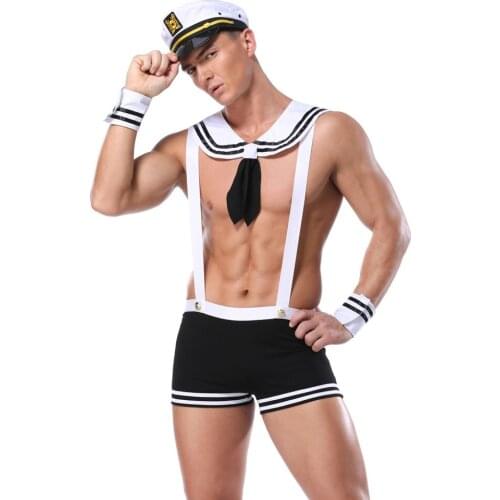 Adult Men Sexy Sailor Costume Hot Erotic Sexy Slim Fit White Seaman Uniform Carnival Festival Halloween Male Costumes