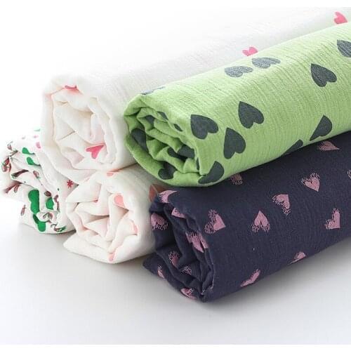 Hear-Shape Series Print Cotton Crepe Fabric Material 50x135cm Pure Cotton Crepe Seersucker Material for Patchwork Crafts Cloth