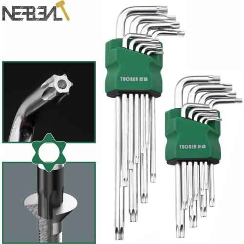 9PCS L Type Double End Allen Hex Key Metric British Hexagon Wrench Set T10 T1 T20 T25 T27 T30 T40 T45T50 Hand Tools