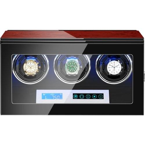 AAA Quality 5 Modes Rosewood Watch Winder with Quiet Japanese Mabuchi Motor 3+0 Storage Ultra-quiet Japanese motor with LED