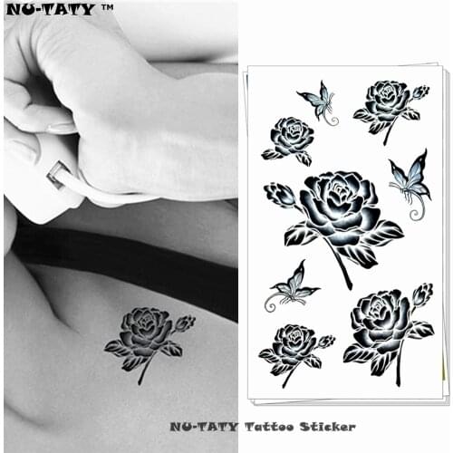 Nu-TATY Black Rose Style Temporary Body Art Flash Tattoo Sticker 17*10cm Waterproof Tatto Henna Tattoo FREE SHIPPING