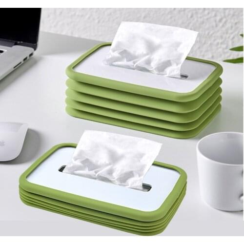 Creative Silicone Folding Car Tissue Holder Restaurant Coffee Table Living Room Desktop Household Pumping Box