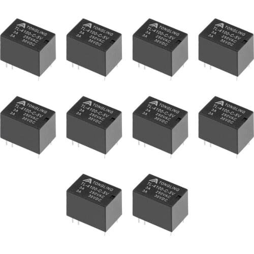 UXCELL 10 Pcs Relays TL-4100-C-5V DC 5V Coil DPST 6 Pin PCB Electromagnetic Power Relay For Electronic Equipment Communication