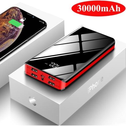 Power Bank 30000mAh Fast Charging Poverbank Portable External Battery Charger Powerbank 30000mAh for Xiaomi Mi iPhone Pover Bank