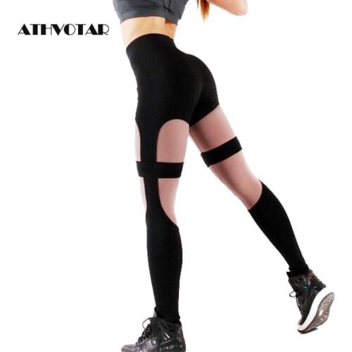 ATHVOTAR Women High Waist Fitness Leggings Push Up Activewear Workout Leggings Patchwork Black Legging Fitness Feminina